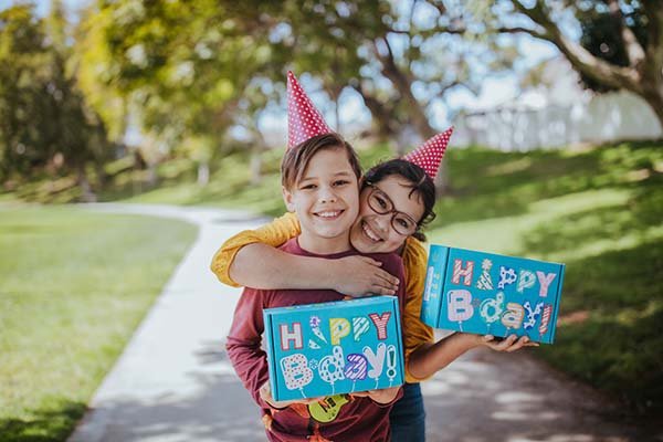 Kids with Birthday Boxes